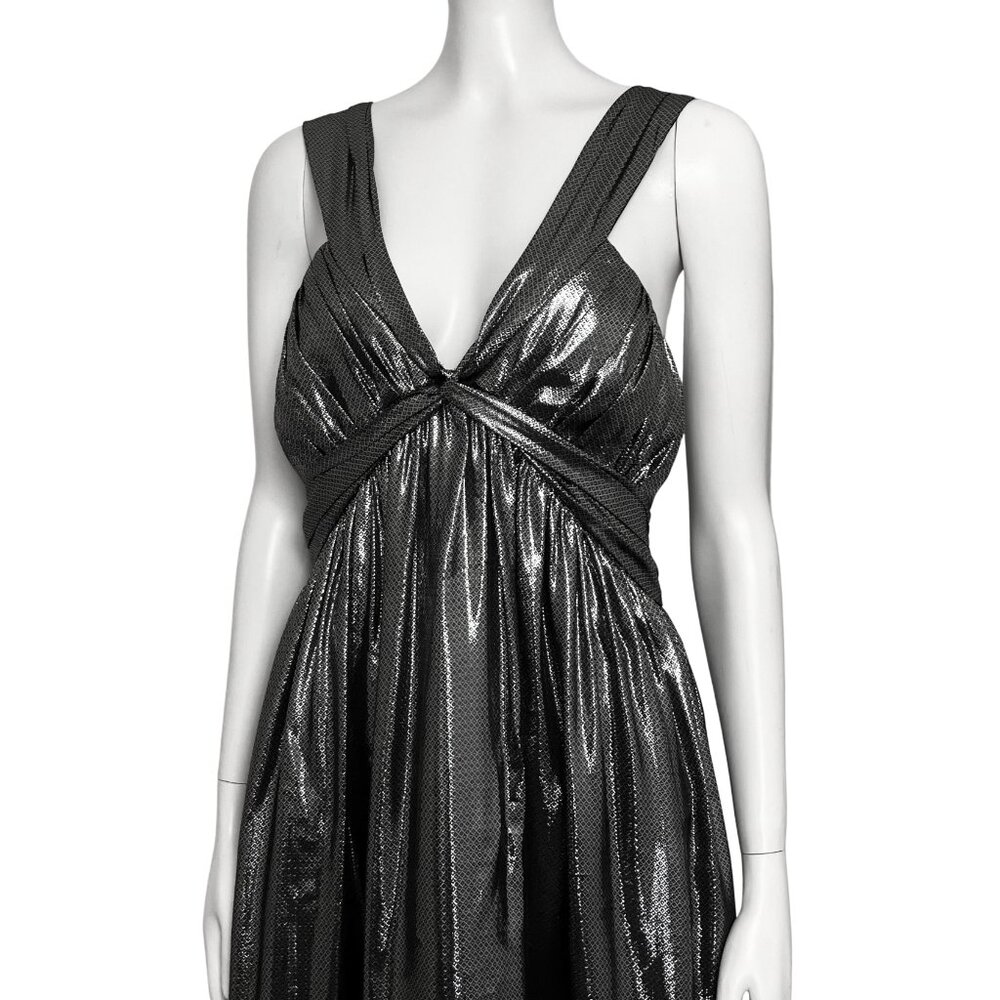 Calvin Klein Silk Blend Gunmetal Metallic Party Dress. L/XL Babydoll Cocktail - Picture 8 of 12